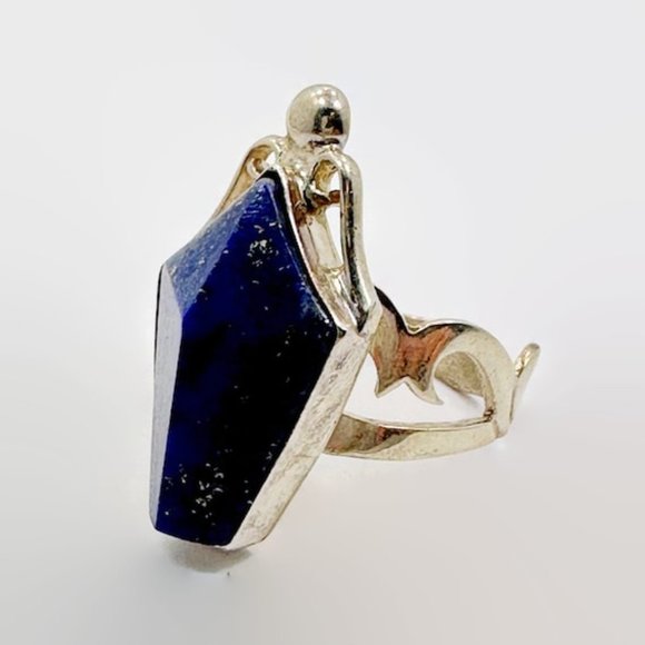 Lapis Ring, Lazuli Lazuli, Sterling Silver, Jay King, DRT, DTR, Unique, Vintage - Picture 1 of 5